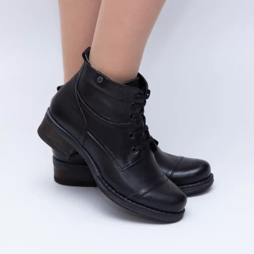 Botine Dama 605 Negru din piele naturală