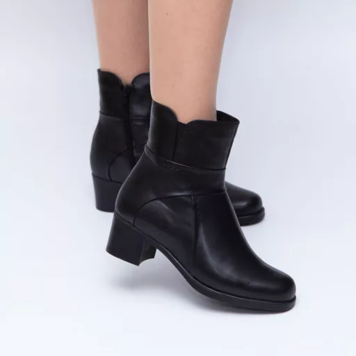 Botine Dama Teo Negru din piele naturală