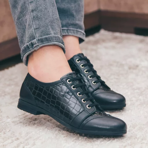 Pantofi Casual Dama Lavinia Negru din piele naturala