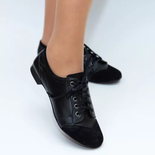 Pantofi Casual Dama Raluca Negru velur din piele naturală