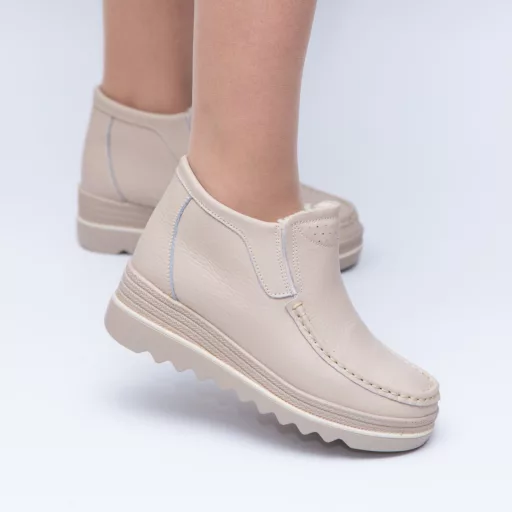 Ghete Dama zb12-2a Bej din piele naturală