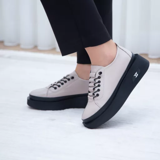 Pantofi Casual Dama 2046 Bej din piele naturală
