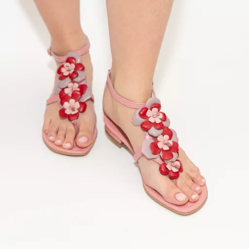 Sandale Dama 122 Roz din piele naturală