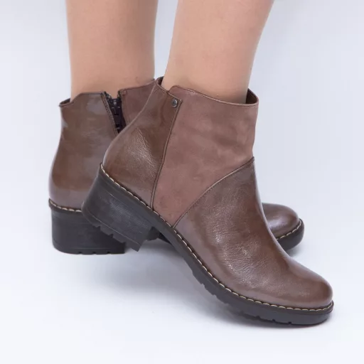 Botine Dama Lady Cappucino din piele naturală