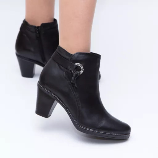 Botine Dama Greta tg Negru din piele naturală