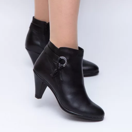 Botine Dama Greta ts Negru din piele naturală