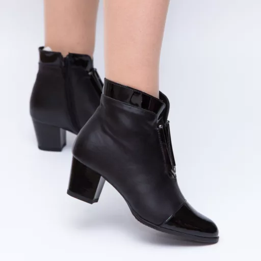 Botine Dama Carina Negru din piele naturală