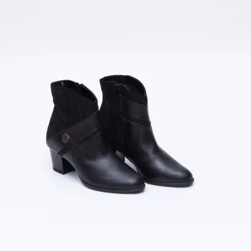 Botine Dama Erika Negru din Piele Naturală