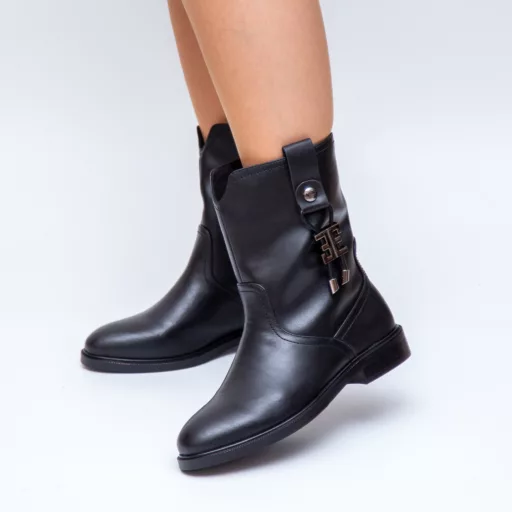 Botine Dama sn5010 Negru din piele naturală
