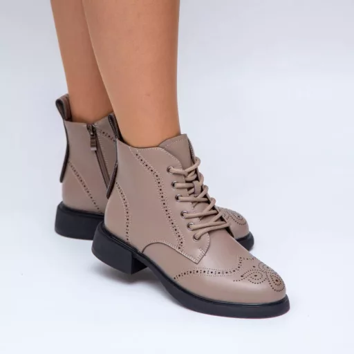 Ghete Dama tn6451-1 Khaki din piele naturală