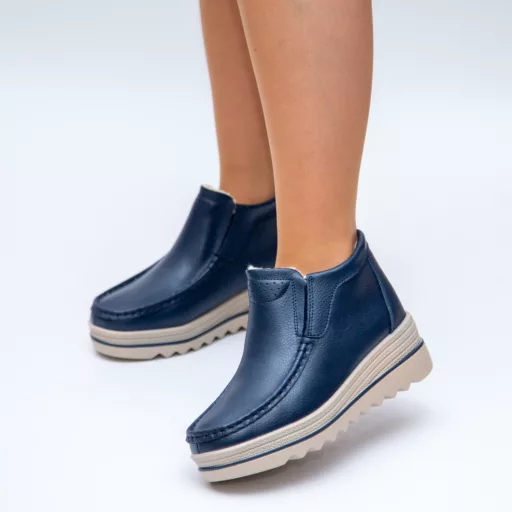 Ghete Dama zb12-2a Albastru din piele naturală