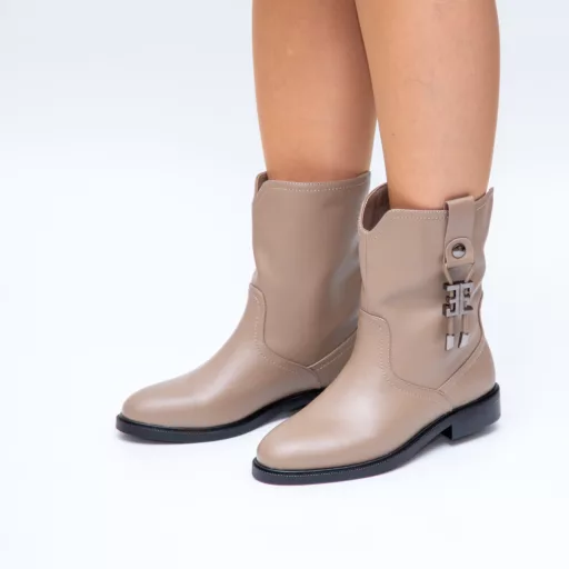 Botine Dama sn5010-1 Khaki din piele naturală