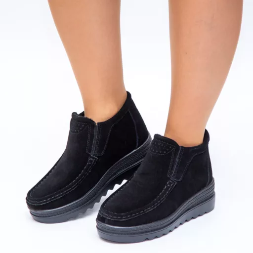 Ghete Dama zb12-2lb Negru din piele naturală