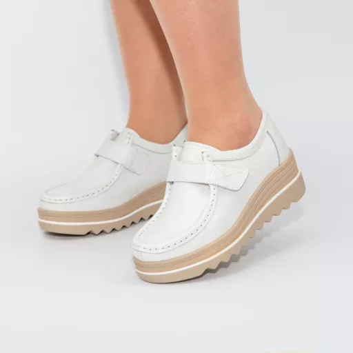 Pantofi Casual Dama zb2-1 Alb din piele naturală