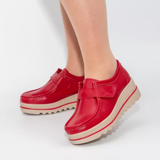 Pantofi Casual Dama zb2-1 Rosu din piele naturală
