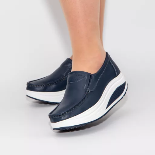 Pantofi Casual Dama zb1-3 Albastru din piele naturală