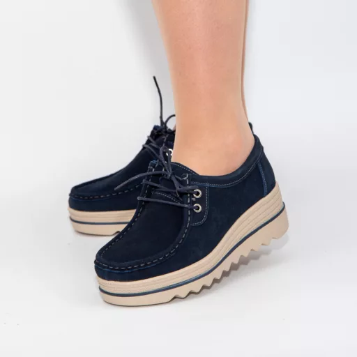 Pantofi Casual Dama zb2-2l Albastru din piele naturală