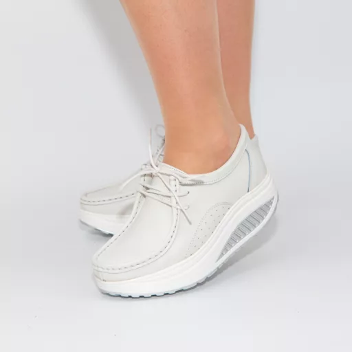 Pantofi Casual Dama zb1-2 Alb din piele naturală