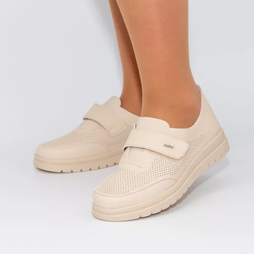 Pantofi Casual Dama a86 Bej din piele naturală