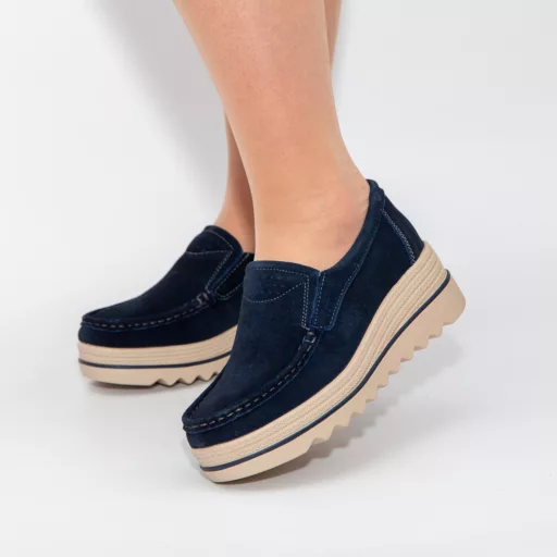 Pantofi Casual Dama zb2-3l Albastru din piele naturală