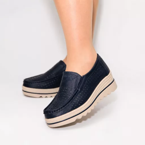 Pantofi Casual Dama m221 din piele naturală Albastru