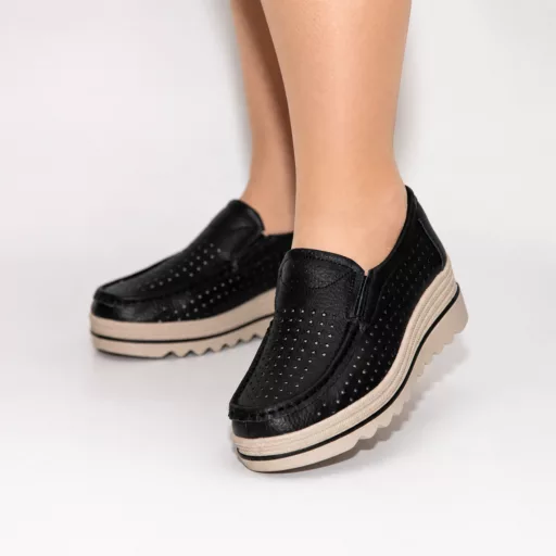 Pantofi Casual Dama m221 din piele naturală Negru