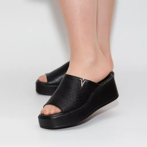 Saboti Dama yz-08 Negru din piele naturală