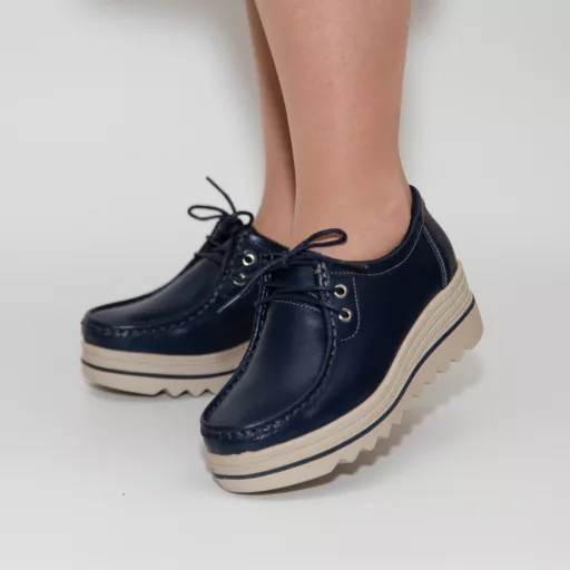 Pantofi Casual Dama zb2-2e Albastru din piele naturală