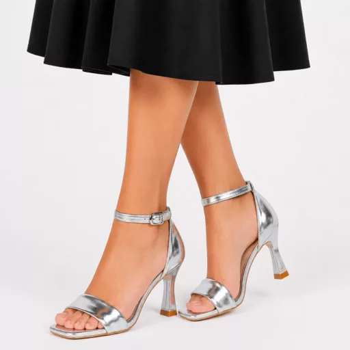 Sandale Dama cu toc lu-154 Silver