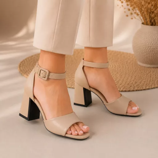Sandale Dama cu toc lu-103 Bej