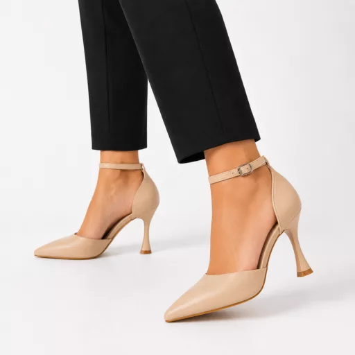 Pantofi Eleganti Dama t003 din piele naturală Bej