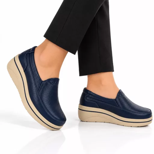 Pantofi Casual Dama zb17-1 din piele naturală Albastru